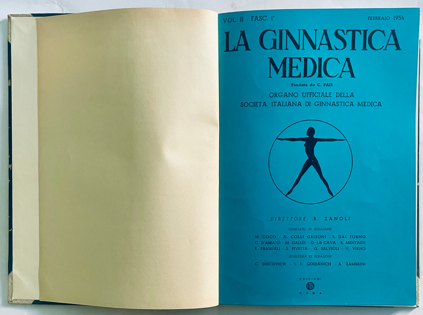 Numero vintage del 1954 della rivista La Ginnastica Medica su ginnastica medica e fisioterapia
