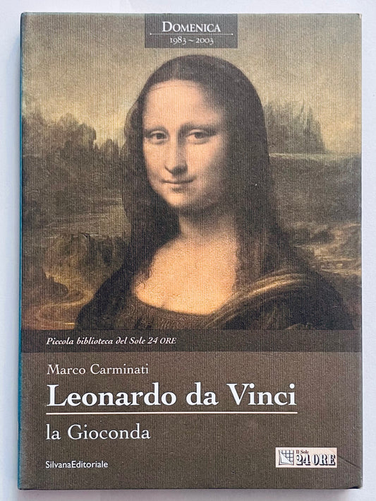 Libro su Leonardo da Vinci di Marco Carminati con La Gioconda, pubblicazione di storia dell'arte