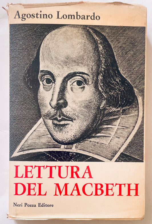 Prima edizione libro vintage Lettura del Macbeth di Agostino Lombardo con ritratto di Shakespeare sulla copertina