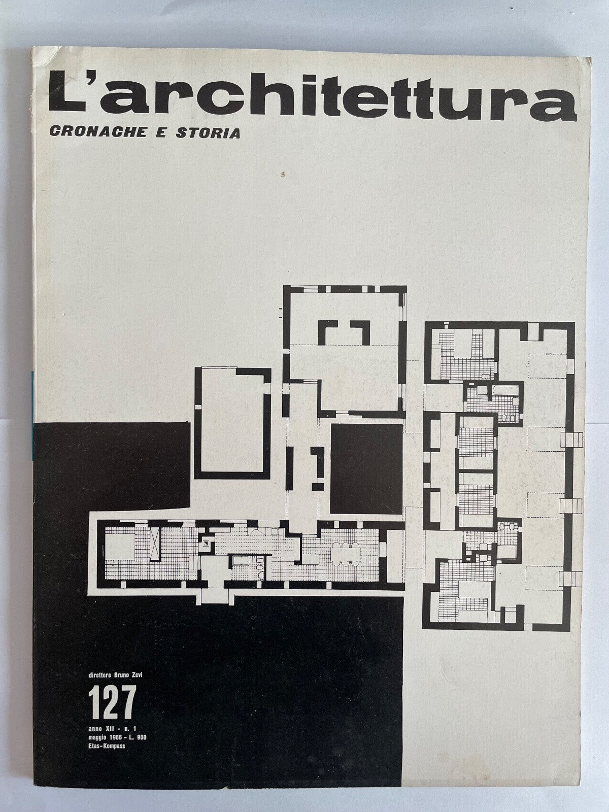 L'Architettura vintage Italian architecture magazine 1966 issue with building floor plans