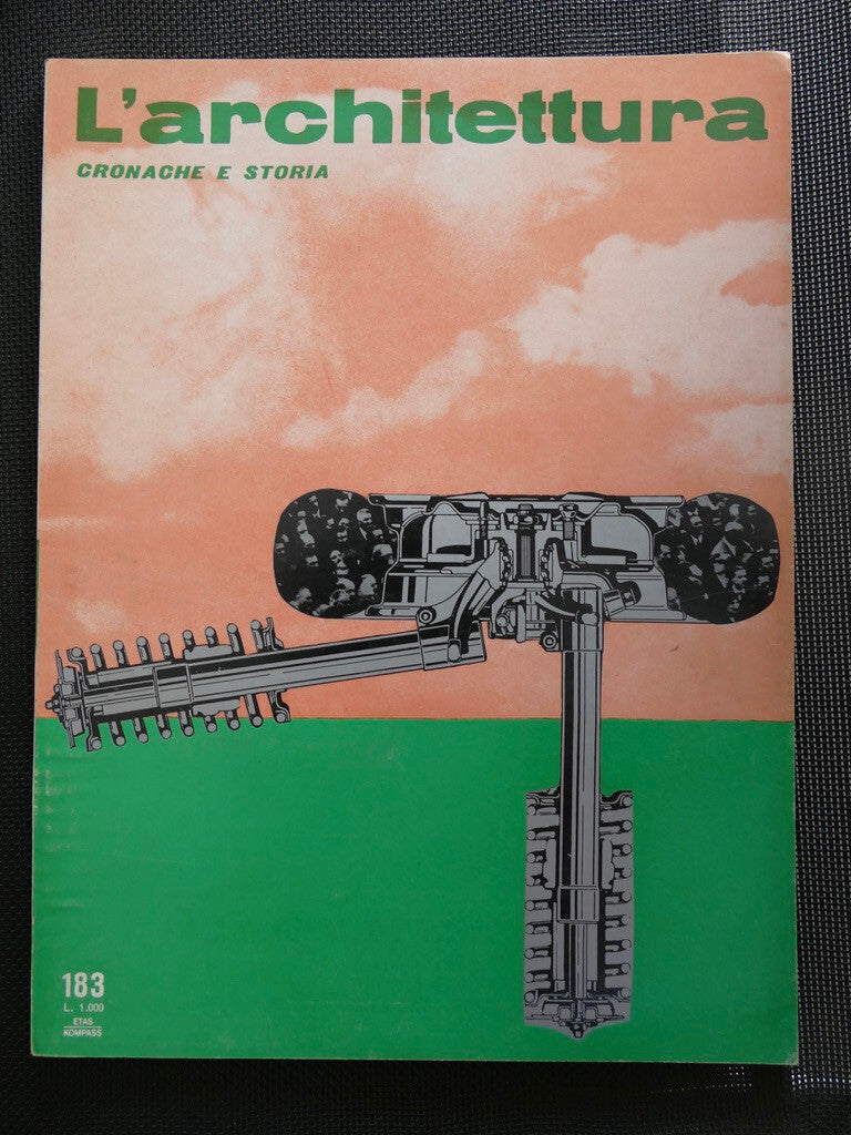 L'architettura no 183 vintage 1971 Italian architecture magazine with mechanical illustration cover