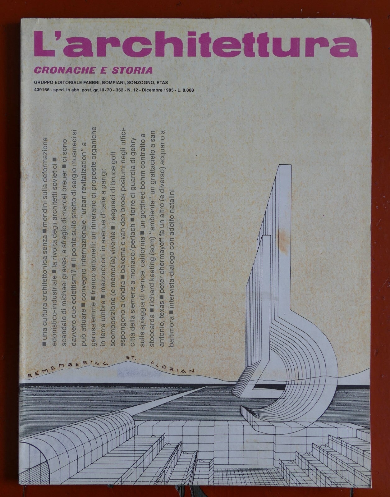 L'Architettura Rivista di architettura italiana numero vintage 362 dicembre 1985