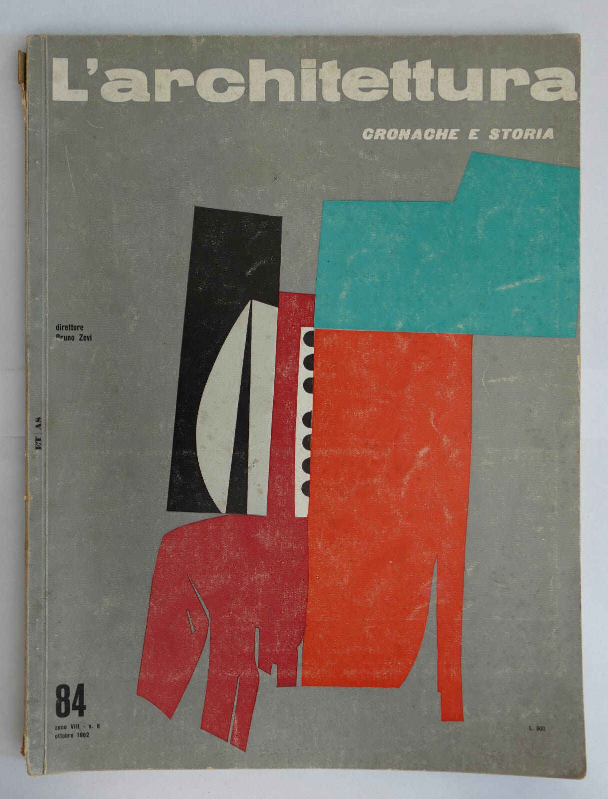 L'Architettura rivista di architettura italiana numero 84 del 1962 con copertina dal design astratto