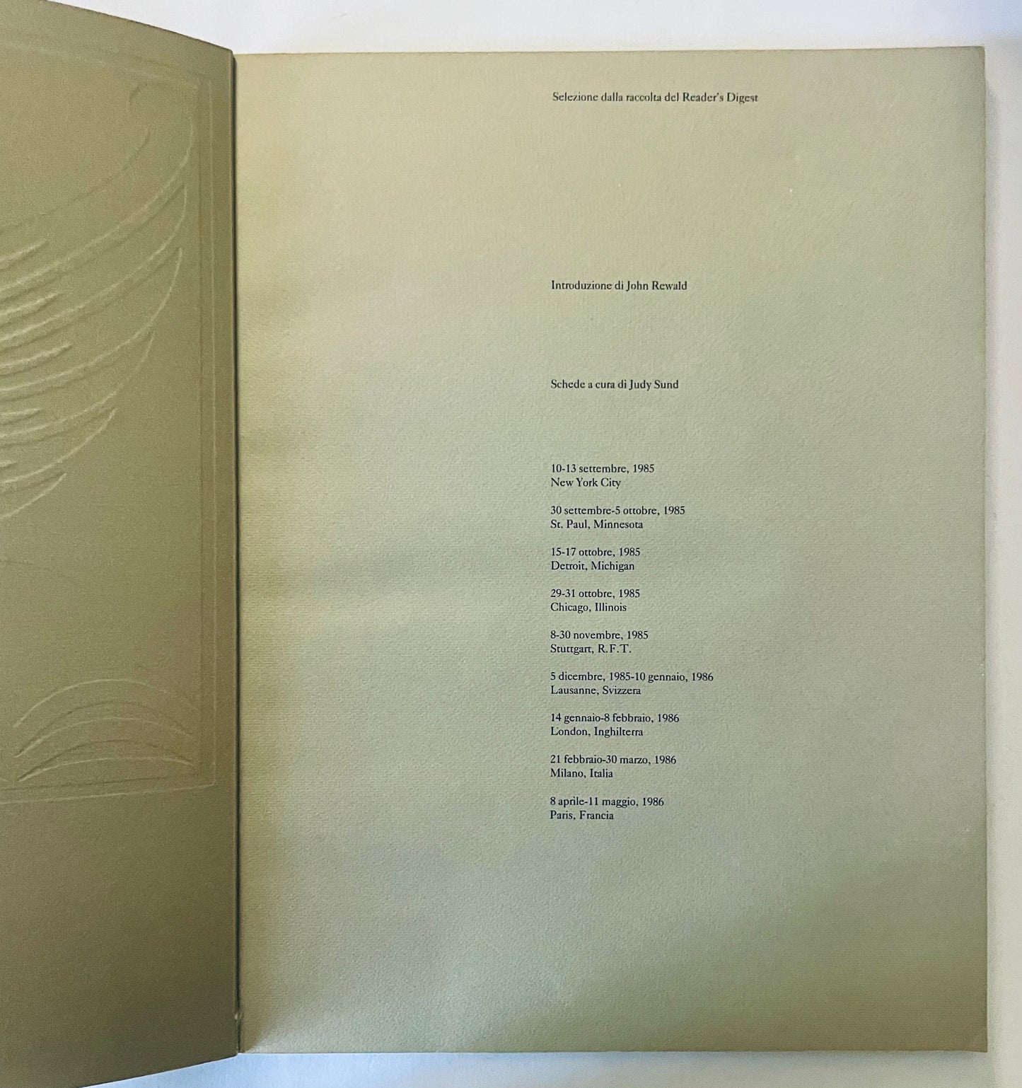 Catalogo della mostra vintage "Mostra Impressionisti" selezione da Reader's Digest 1985 con introduzione di John Rewald