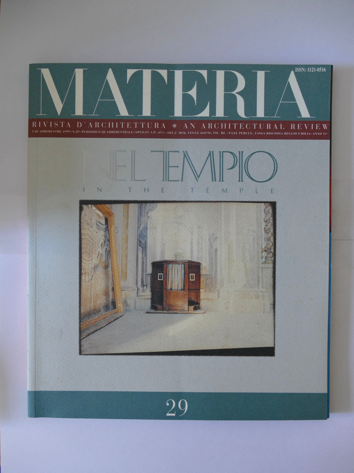 Materia n. 29 1999 rivista di architettura italiana vintage illustrata recensione del progetto del tempio