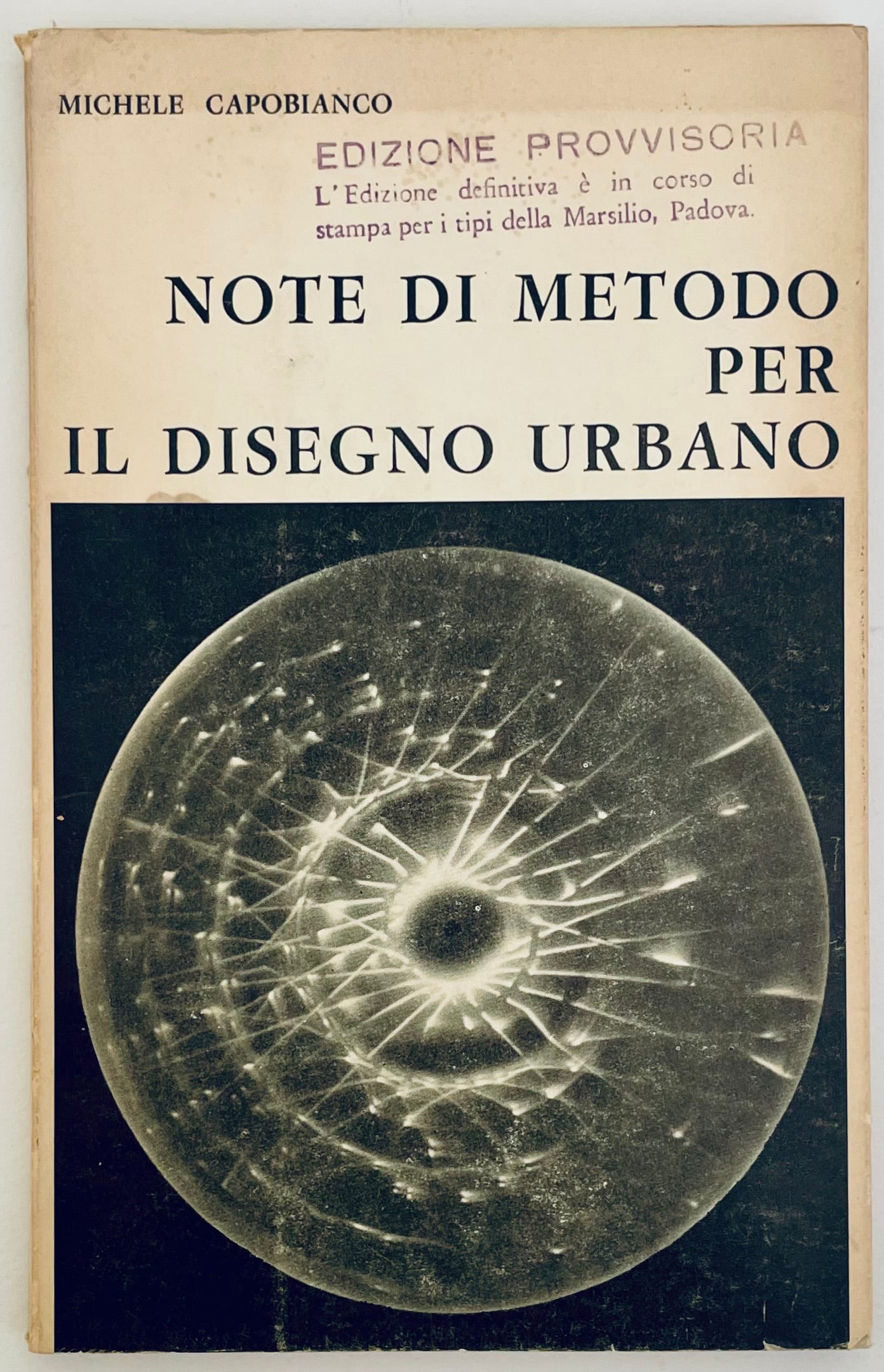 Edizione provvisoria vintage del libro "Note di Metodo per il Disegno Urbano" di Michele Capobianco sui metodi di progettazione urbana