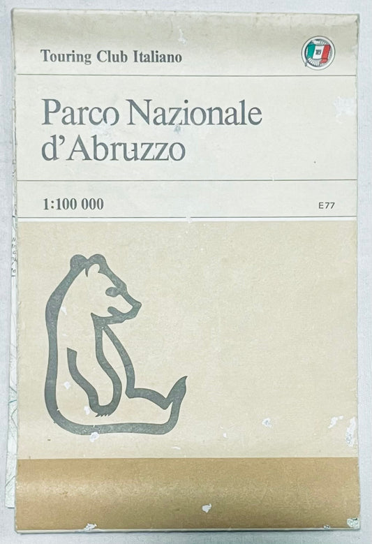 Mappa guida vintage del Parco Nazionale d'Abruzzo a cura del Touring Club Italiano, edizione 1968