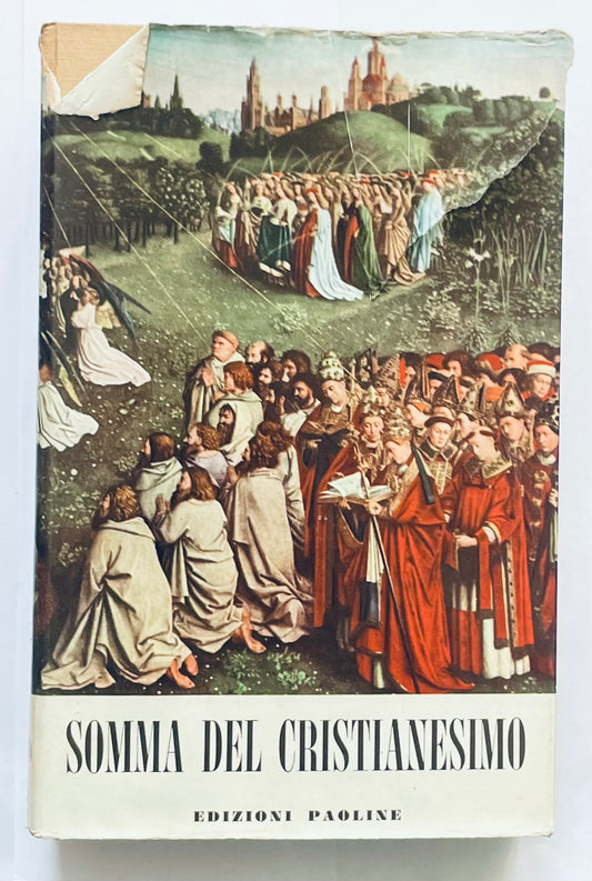Libro religioso vintage Somma del Cristianesimo di Raimondo Spiazzi con copertina illustrata