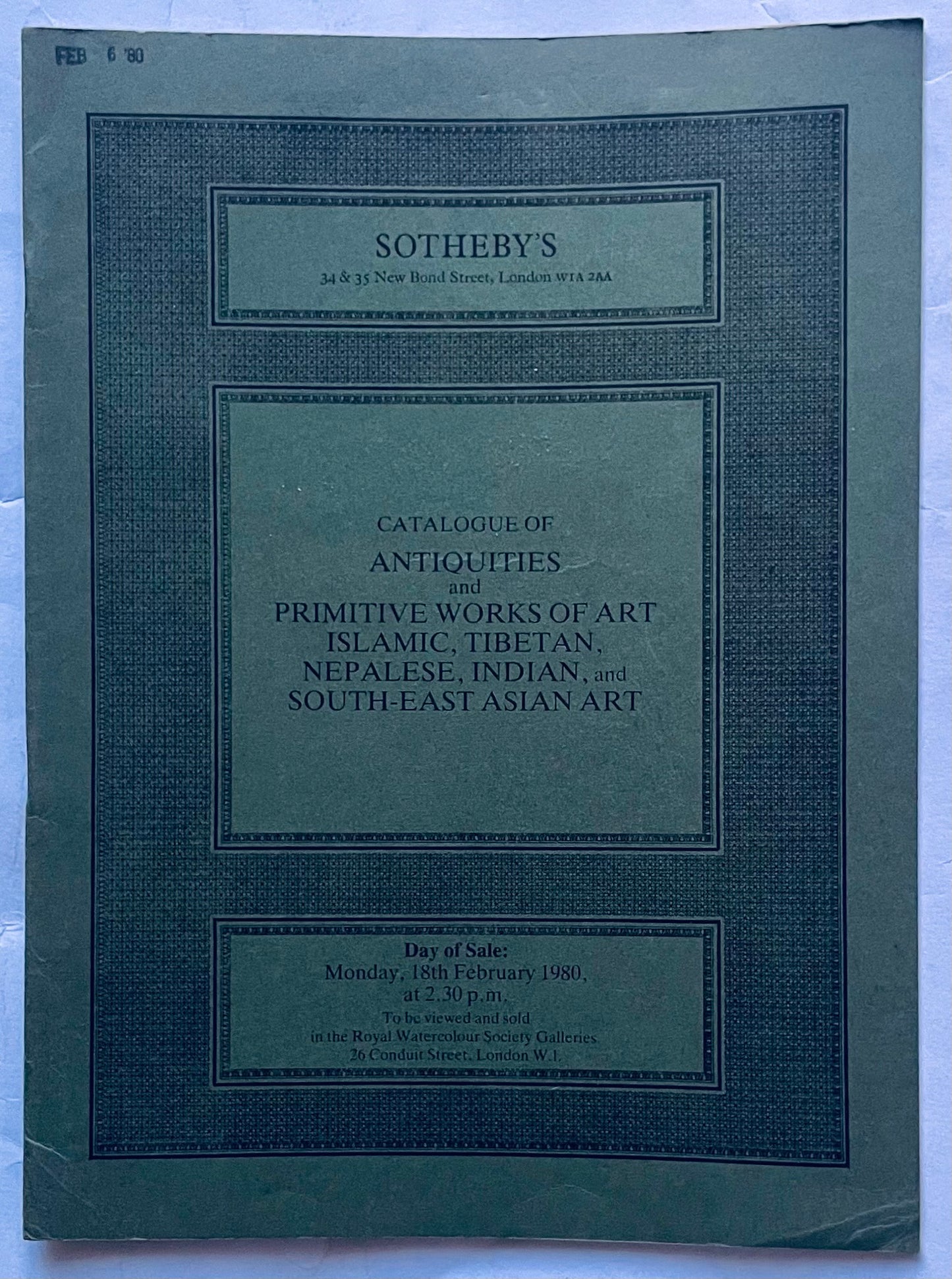 Catalogo vintage Sotheby's di antiquariato e opere d'arte primitive dell'asta del 1980