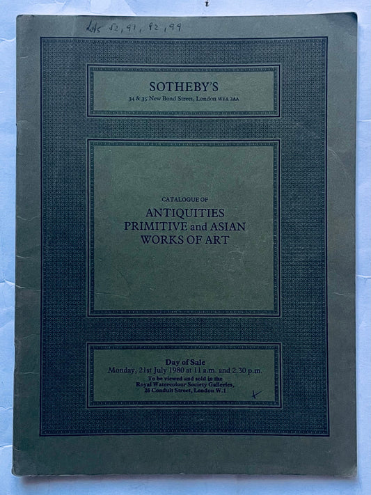 Vintage Sotheby's catalog of antiquities primitive and Asian works of art from 1980 sale